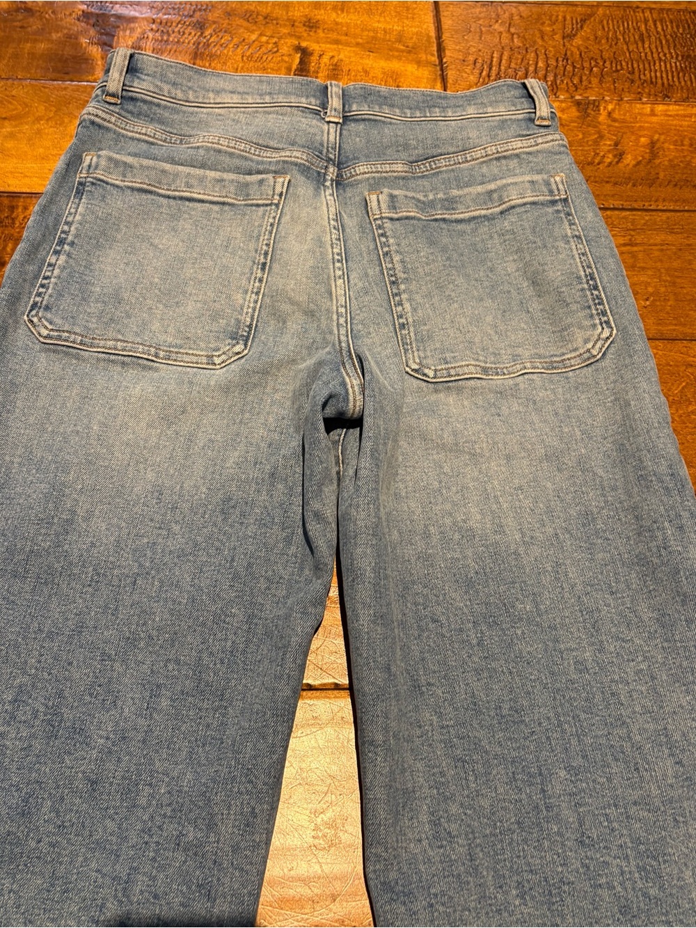 Madewell Emmett Wide-Leg Jeans Women 28T Blue EUC High Rise Patch Pocket - Picture 15 of 16